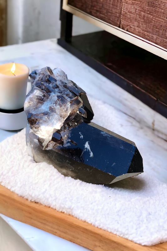 Smoky Quartz Terminated Cluster with monster twin tubby tips for Reiki healing and Meditation