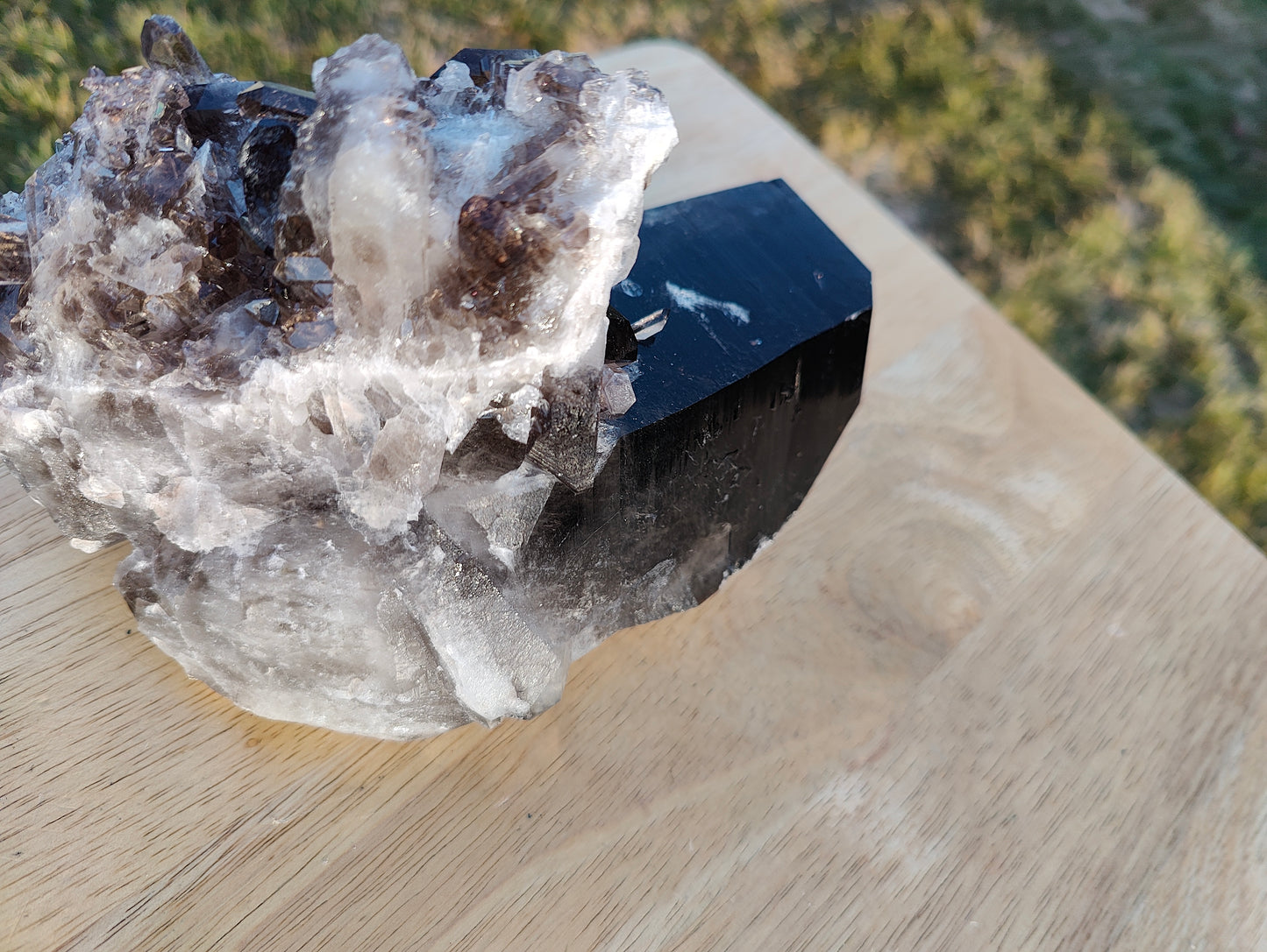 Smoky Quartz Terminated Cluster with monster twin tubby tips for Reiki healing and Meditation