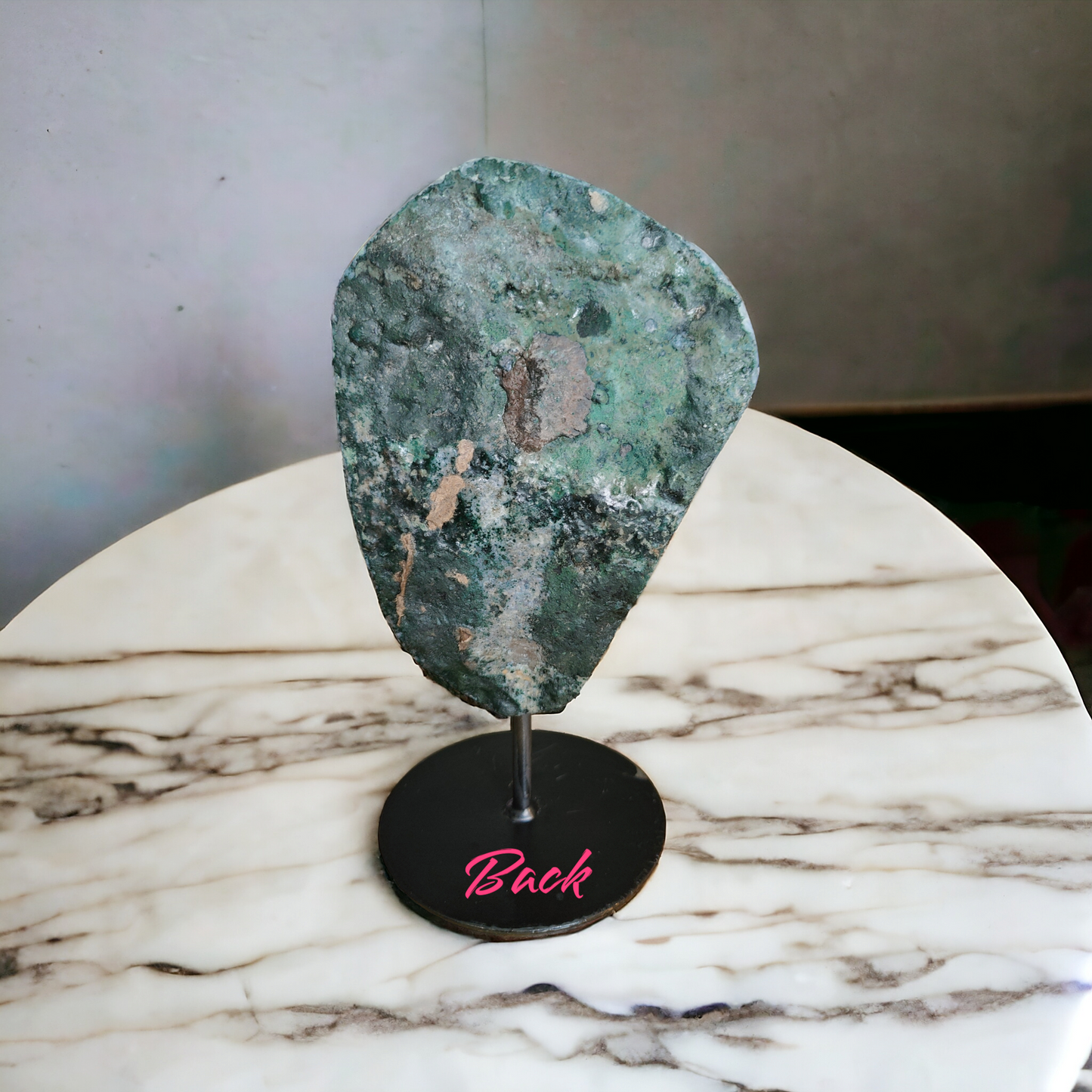 Pinkish Purple Amethyst cluster geode on Stand for healing and home decor.