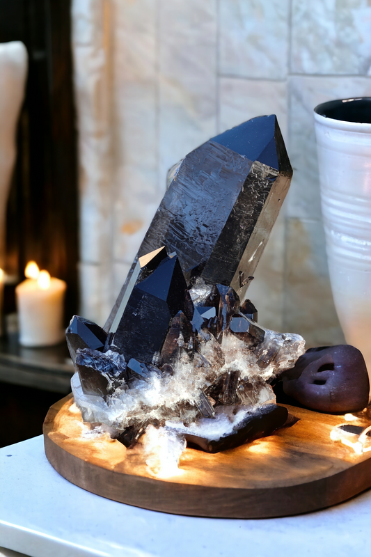 Smoky Quartz Terminated Cluster with monster twin tubby tips for Reiki healing and Meditation